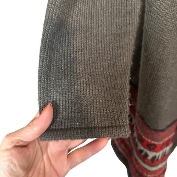 Kensie Brown Multicolor Boho Waterfall Draped Front Knit Cardigan Women Sz M/L - Picture 5 of 10